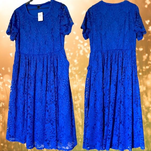 Torrid Electric Blue Fit & Flare Lace Midi Dress 1 1XL, 2 2XL NWT - Picture 11 of 14